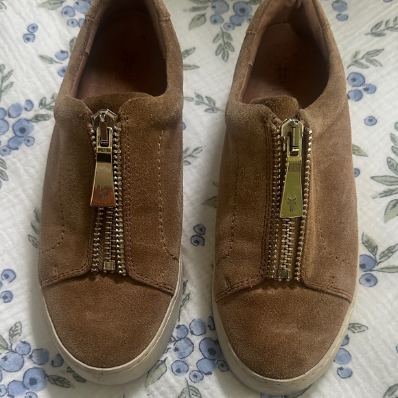 Brown Suede Zip Sneakers - Picture 1 of 3